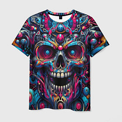 Футболка мужская Colorful cyber skull - pattern, цвет: 3D-принт