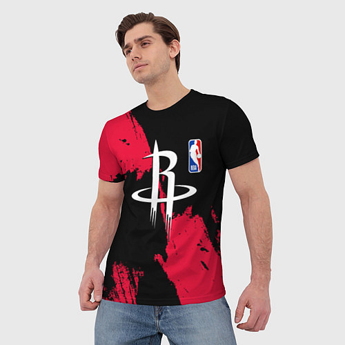 Мужская футболка Хьюстон Рокетс - брызги краски / 3D-принт – фото 3