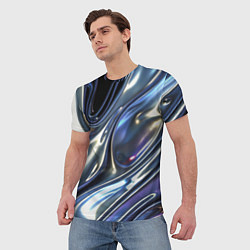 Футболка мужская Серебро жидкий металл, цвет: 3D-принт — фото 2