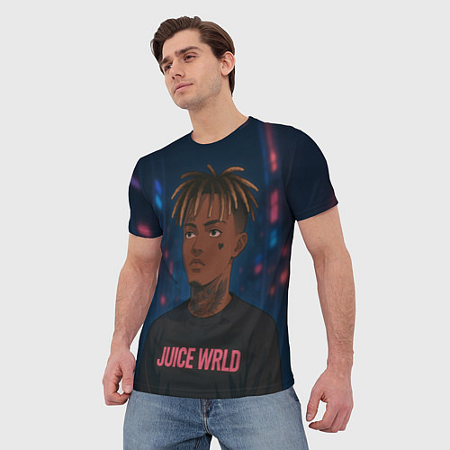Мужская футболка Juice WRLD - Неоновый аниме арт / 3D-принт – фото 3