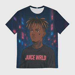Футболка мужская Juice WRLD - Неоновый аниме арт, цвет: 3D-принт