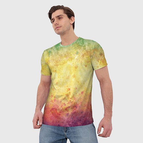 Мужская футболка Абстракция - layers of green, yellow and red / 3D-принт – фото 3