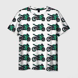 Футболка мужская Motorcycle turquoise, цвет: 3D-принт