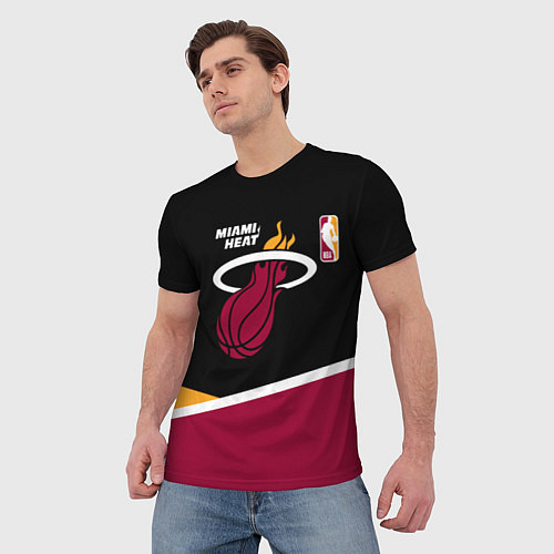 Мужская футболка Майами Хит - линии / 3D-принт – фото 3