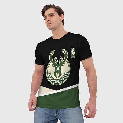 Мужская футболка Милуоки Бакс - линии / 3D-принт – фото 3