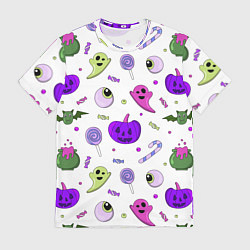 Футболка мужская Halloween purple pumpkin pattern, цвет: 3D-принт