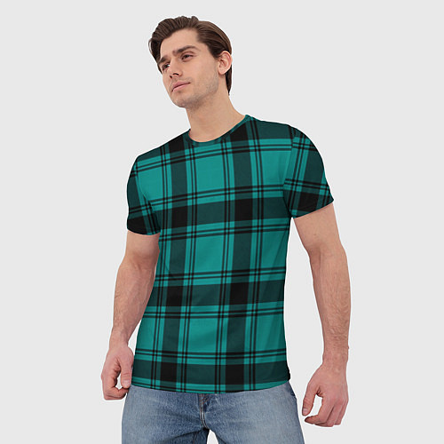 Мужская футболка Checkered dark blue / 3D-принт – фото 3