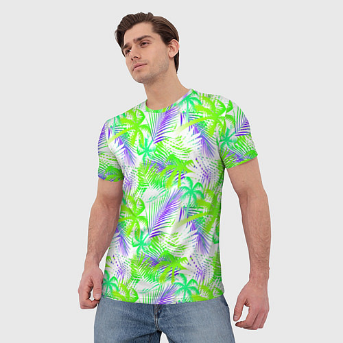 Мужская футболка Palm green white / 3D-принт – фото 3