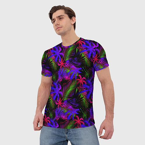 Мужская футболка Palm purple pink / 3D-принт – фото 3