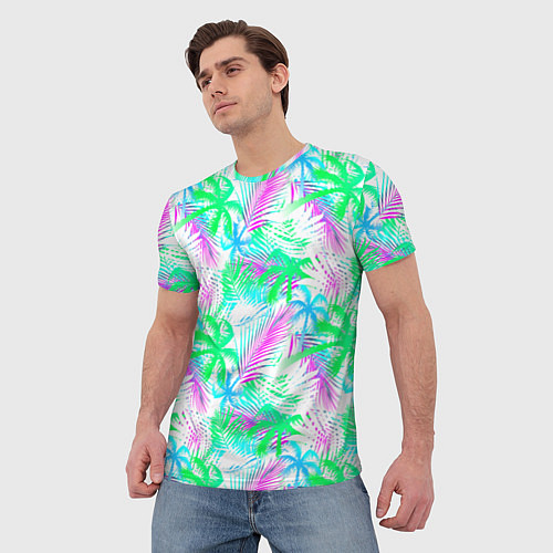 Мужская футболка Palm green light blue / 3D-принт – фото 3