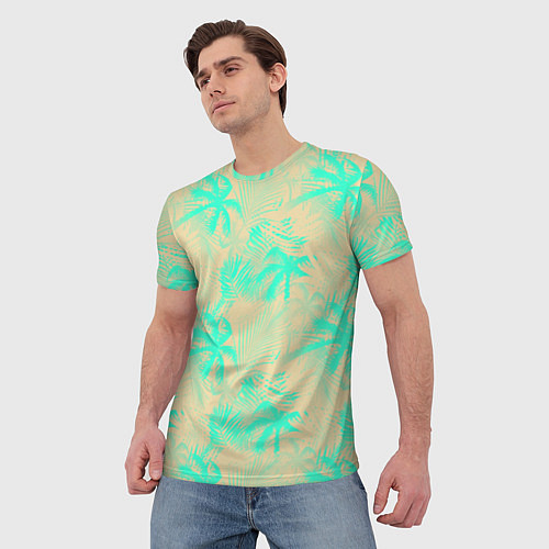 Мужская футболка Palm light blue / 3D-принт – фото 3