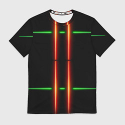 Футболка мужская Neon green black red line, цвет: 3D-принт