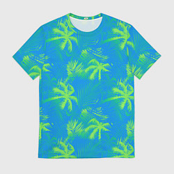 Футболка мужская Palm light green light blue, цвет: 3D-принт