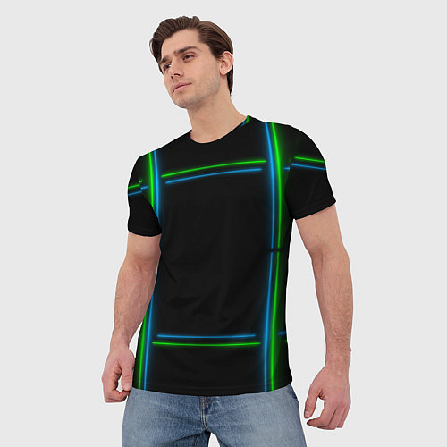 Мужская футболка Neon green light blue / 3D-принт – фото 3