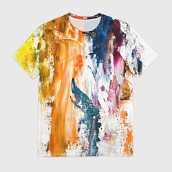 Футболка мужская Разноцветные мазки кисти на палитре художника, цвет: 3D-принт