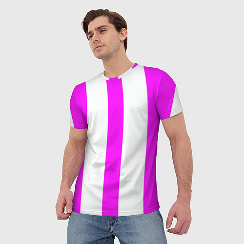 Мужская футболка Color white pink lines / 3D-принт – фото 3