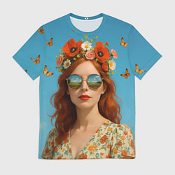 Футболка мужская Девушка в очках, цвет: 3D-принт