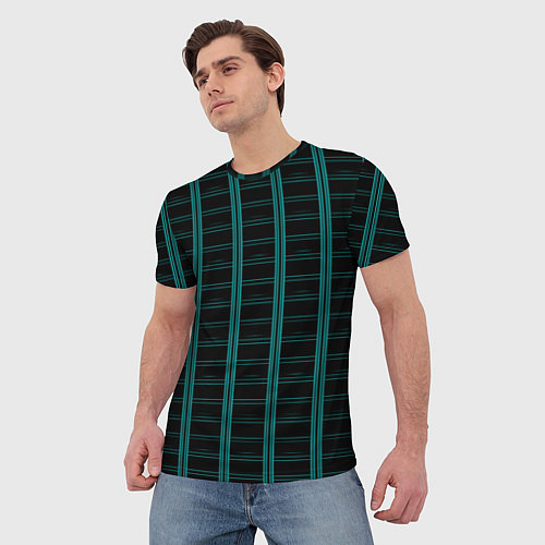 Мужская футболка Color blue dark stripe / 3D-принт – фото 3