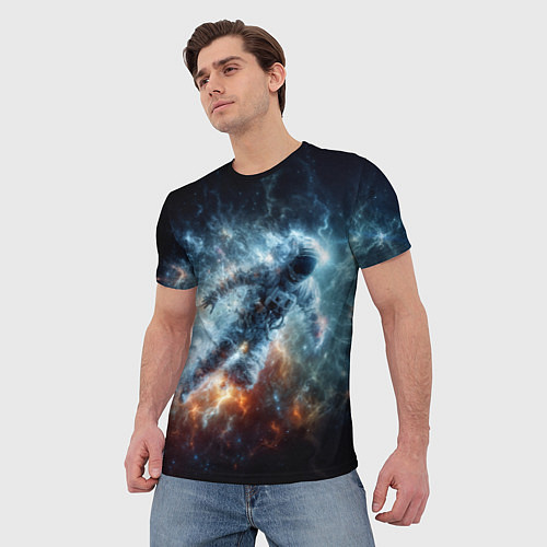 Мужская футболка Космонавт парит в космосе среди звезд / 3D-принт – фото 3
