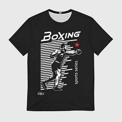 Футболка мужская Бокс - тяжело в учебе легко в бою, цвет: 3D-принт
