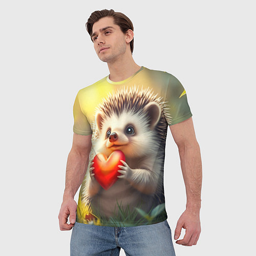 Мужская футболка Милаха ёжик влюблён / 3D-принт – фото 3