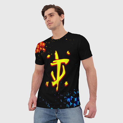 Мужская футболка Doom огненные символы / 3D-принт – фото 3