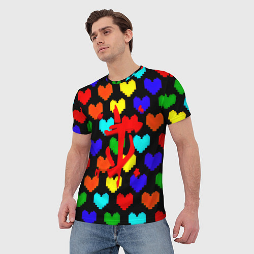 Мужская футболка Doom love pixel pattern / 3D-принт – фото 3