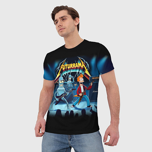 Мужская футболка Rock group Futurama - ai art fantasy / 3D-принт – фото 3