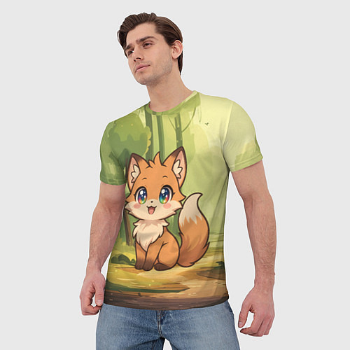 Мужская футболка Кавайная лисичка - аниме / 3D-принт – фото 3