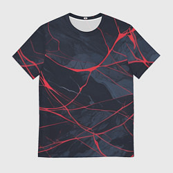 Футболка мужская Мраморные узоры из переплетений красных линий, цвет: 3D-принт