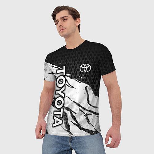 Мужская футболка Toyota - черный и белый / 3D-принт – фото 3