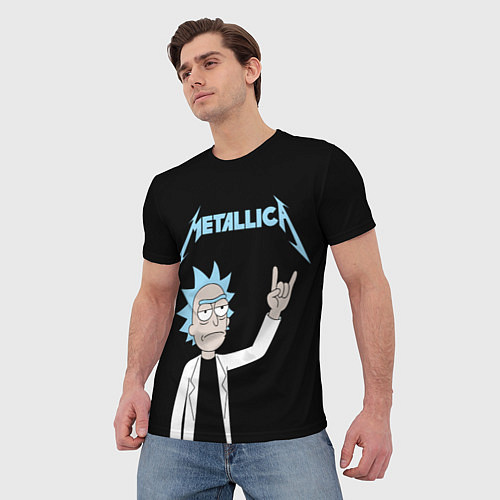 Мужская футболка Metallica и Рик рокер из Рик и Морти / 3D-принт – фото 3