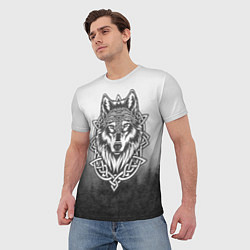 Футболка мужская Волк в кельтском стиле и лес, цвет: 3D-принт — фото 2