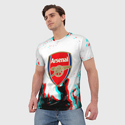 Футболка мужская Arsenal огонь глитч, цвет: 3D-принт — фото 2