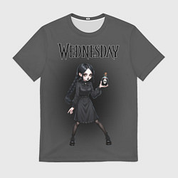 Футболка мужская Уэнсдей держит пузырек яда, цвет: 3D-принт