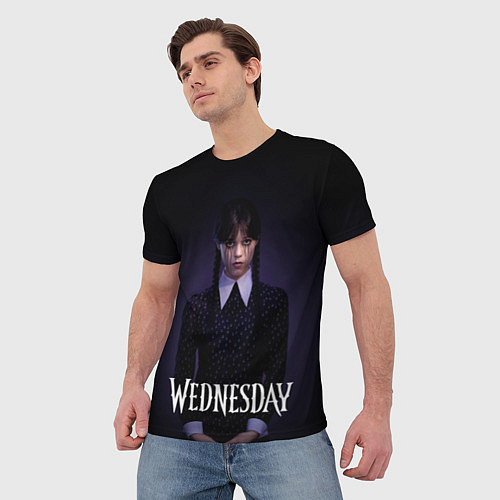 Мужская футболка Уэнсдэй в черных слезах Wednesday / 3D-принт – фото 3