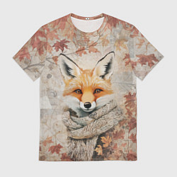 Футболка мужская Лис в шерстяном шарфе, цвет: 3D-принт