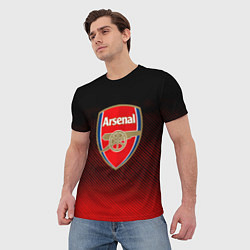 Футболка мужская Arsenal текстура полосы красные, цвет: 3D-принт — фото 2