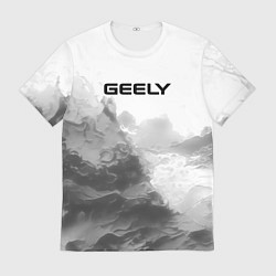 Футболка мужская Geely на сером абстрактном фоне, цвет: 3D-принт