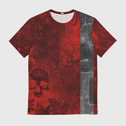 Футболка мужская Багровый гранж с черепом, цвет: 3D-принт