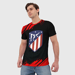Футболка мужская Атлетико Мадрид красные краски, цвет: 3D-принт — фото 2