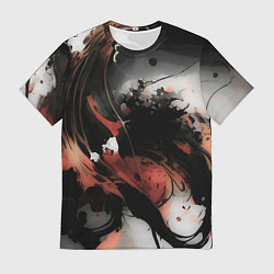 Футболка мужская Тёмные краски абстракция красно-чёрный, цвет: 3D-принт