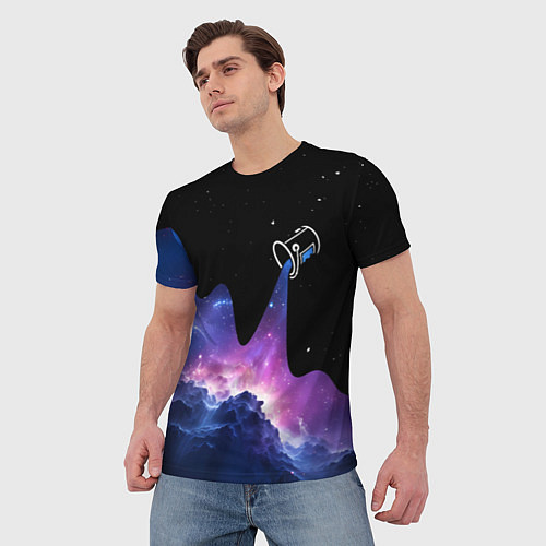 Мужская футболка Потеки космической краски / 3D-принт – фото 3