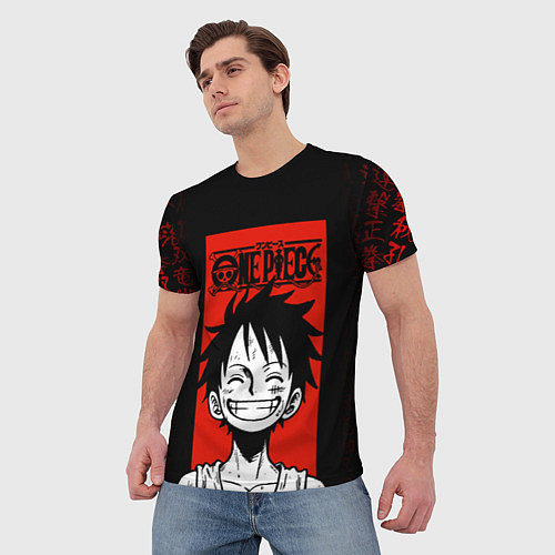 Мужская футболка Ван Пис, Луффи на красном / 3D-принт – фото 3