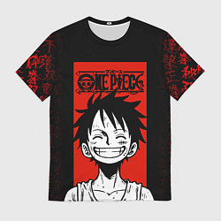 Футболка мужская Ван Пис, Луффи на красном, цвет: 3D-принт