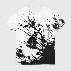 Футболка мужская Чёрная взрывная краска на белом, цвет: 3D-принт