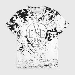 Футболка мужская Borussia черно белые краски, цвет: 3D-принт