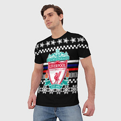 Футболка мужская Ливерпуль текстура триколор зима, цвет: 3D-принт — фото 2