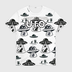 Футболка мужская UFO и котики, цвет: 3D-принт
