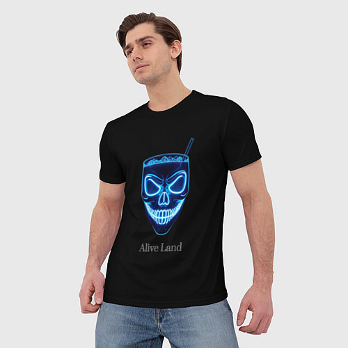 Мужская футболка Neon skull cocktail / 3D-принт – фото 3